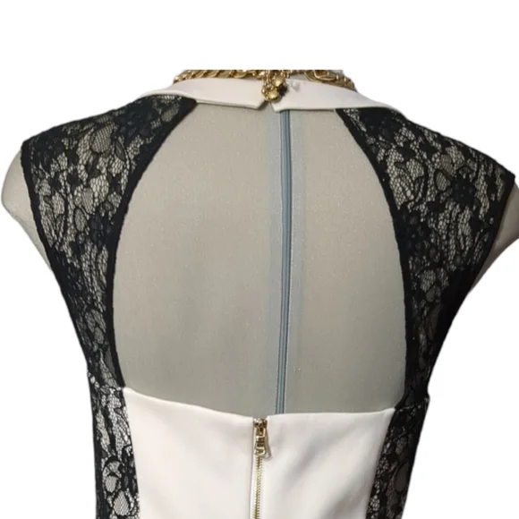 GUESS Gorgeous Ivory black lace elegant cocktail dress Size 12 - Picture 8 of 13